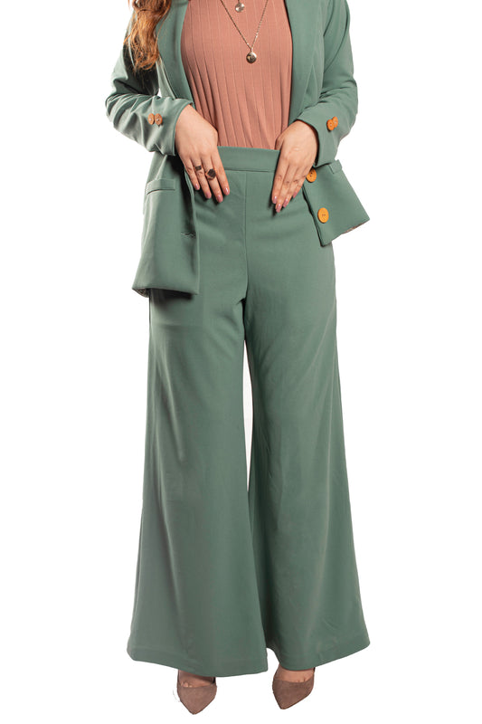 Flared Trousers In Sage Green