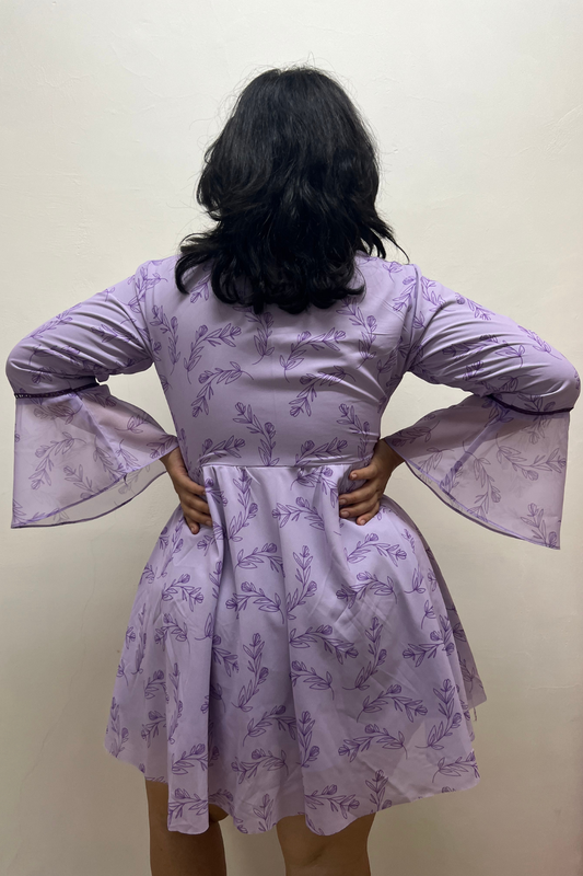Purple Bloom Tie-up Dress