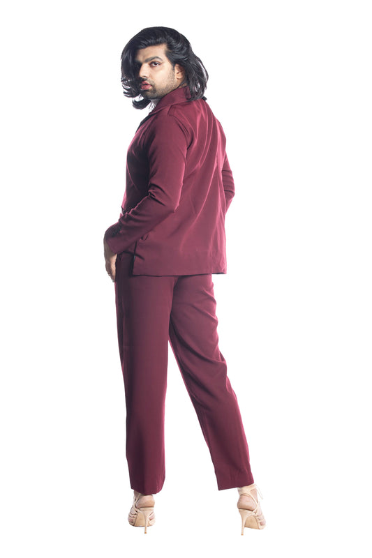 Tapered Trouser In Burgundy